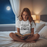 Load and play video in Gallery viewer, Just One More Page Book Lover's T-Shirt, Graphic Tee with Book Logo